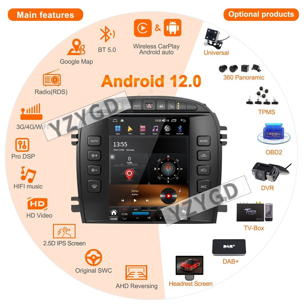 for Jaguar S-TYPE 2004 2005 Stereo Android Car Radio CarPlay Screen Receiver 64G