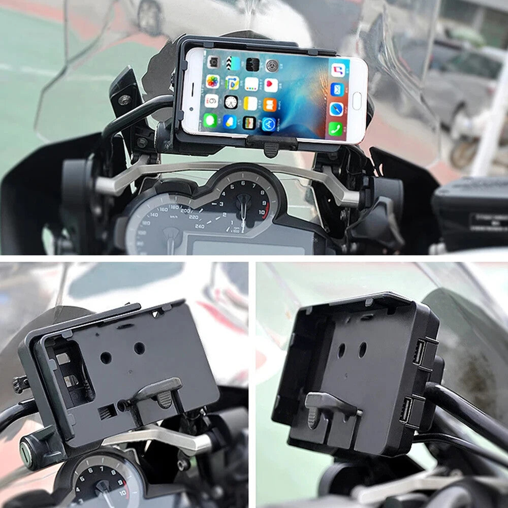 Phone Holder Bracket for Navigator USB Charger 12MM Crossbar for BMW 800GS CRF1000L