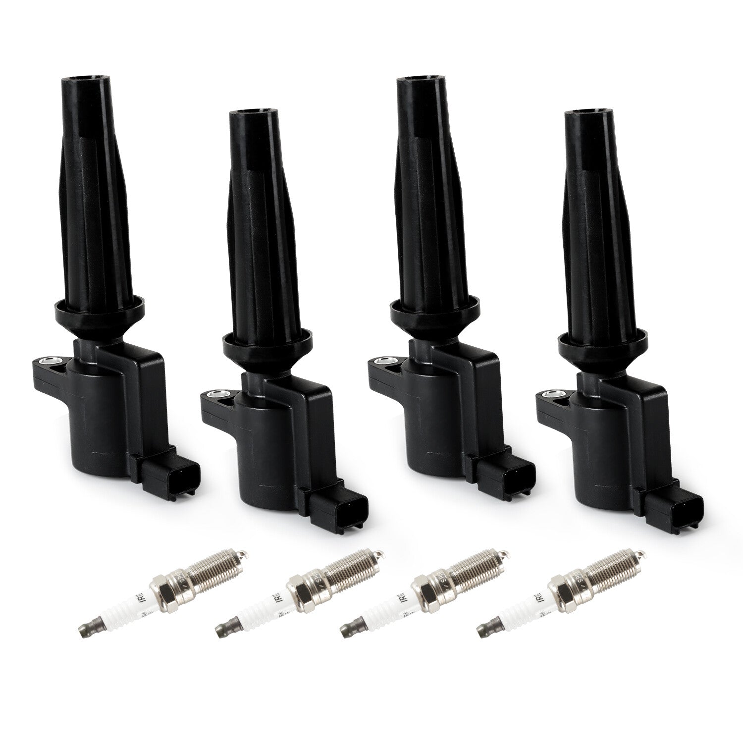Set of 4 Ignition Coils + Iridium Spark Plugs for Ford Escape for Mazda 3 2.3L L4