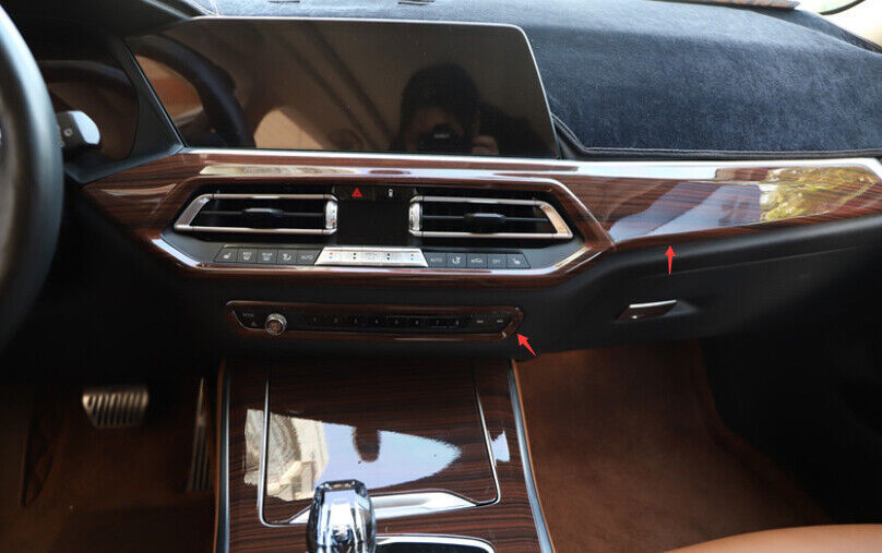 for BMW X5 G05 2019-2023 Brown Wood Grain Central Console Instrument Strip Trim
