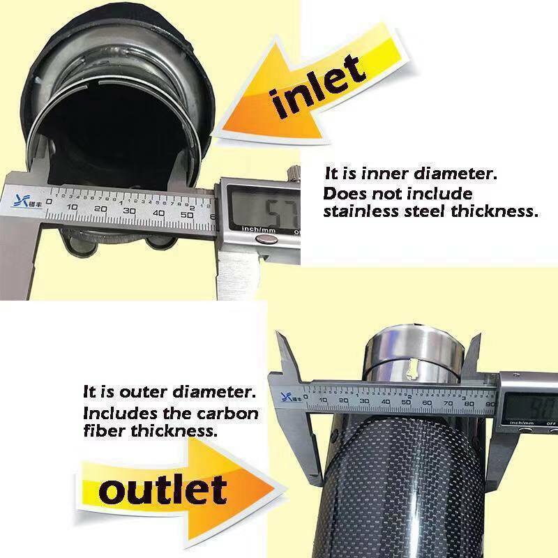 2X Akrapovic Carbon Fiber Exhaust Tip Dual Muffler Pipe ID:3.0 76mm OD:3.589mm