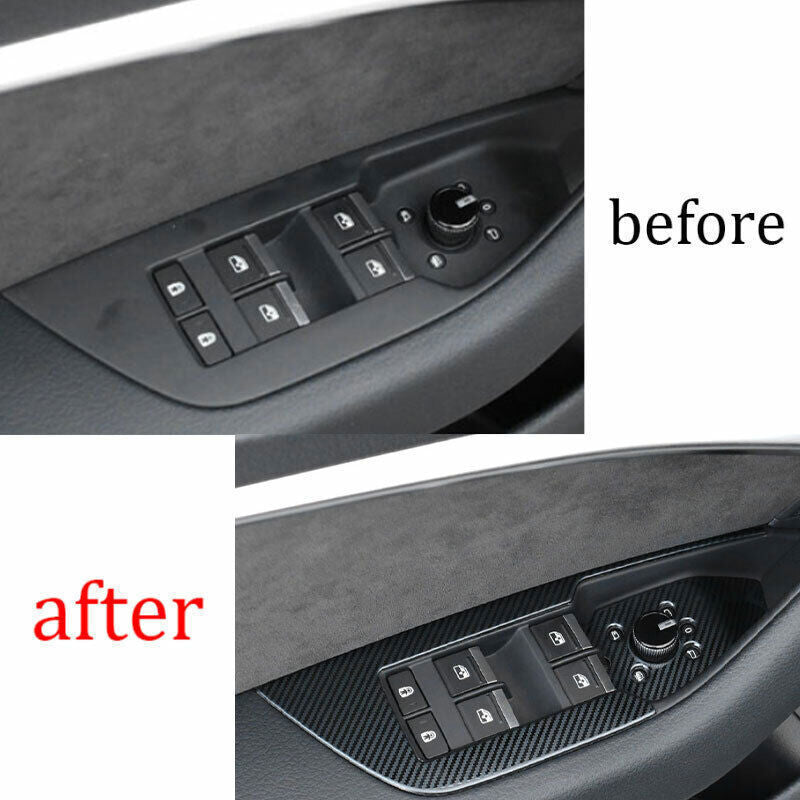 for Audi A6 A7 2019-24 Steel Carbon Fiber Door Window Switch Lift Cover Trim 4P