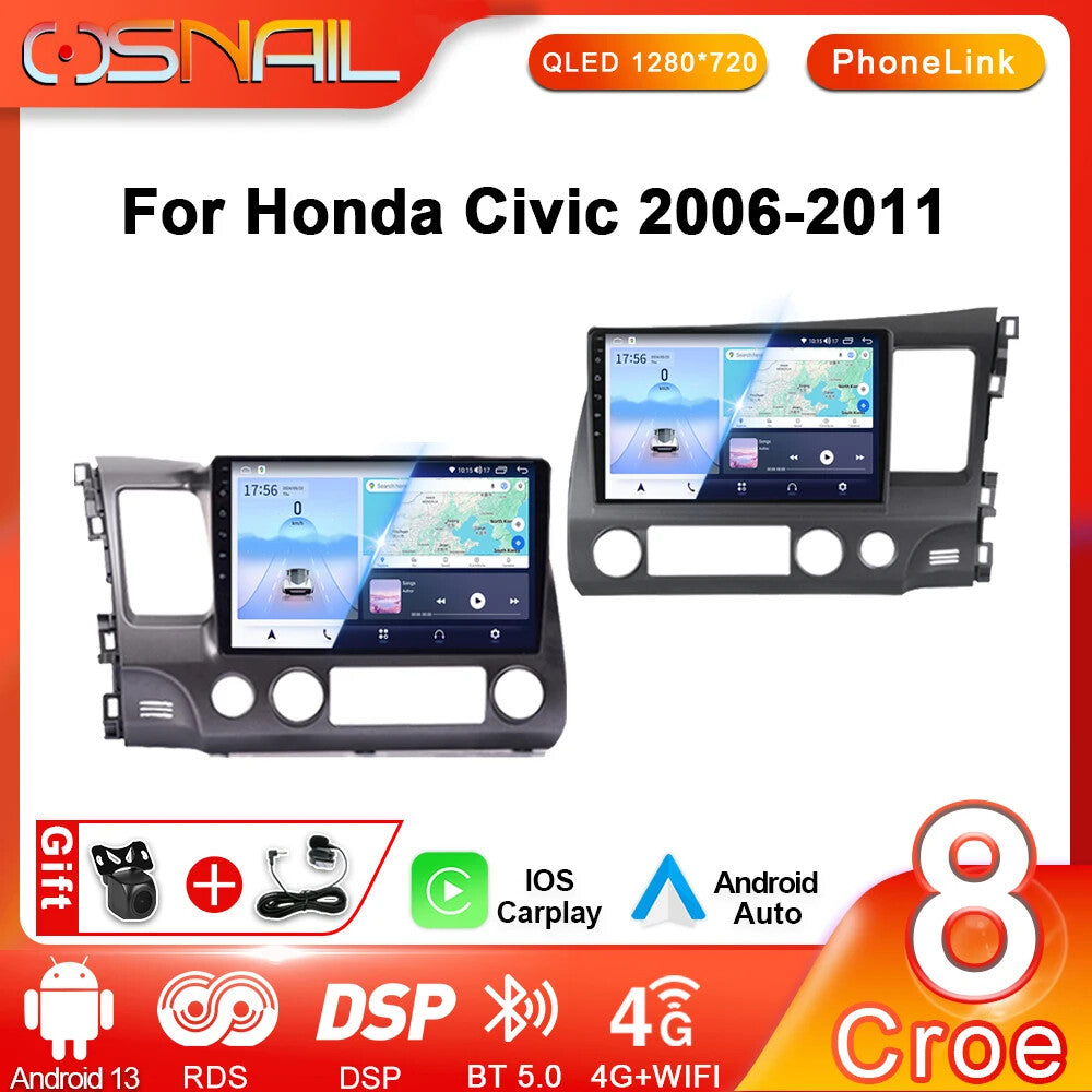 for Honda for Civic 8 Car Android Auto Radio Video Player Screen GPS Navi Stereo DSP
