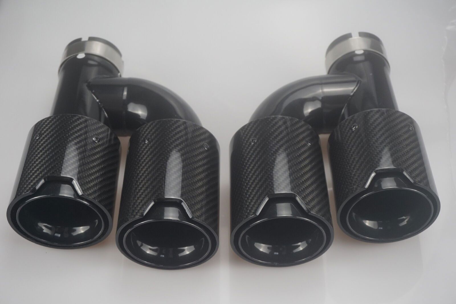 for BMW Dual Carbon Fiber Exhaust TWIN End Tips Tail Pipe 63mm In 93MM Out New