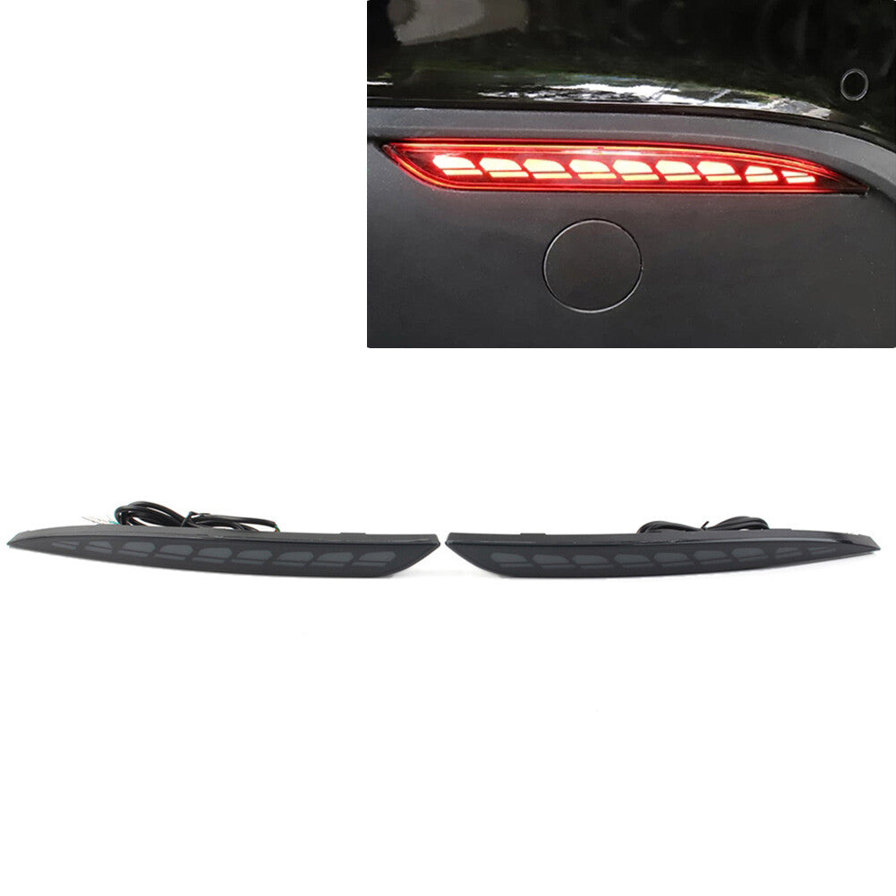 2x Rear Fog Lamp Brake Light Dynamic Reflectors for Tesla for Model Y 2020-22 Black