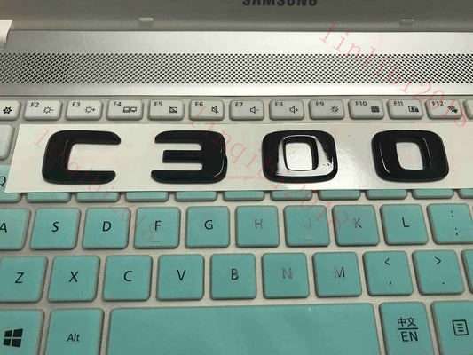 Glossy black 3D C300 lettering Trunk badge for C-grade C300