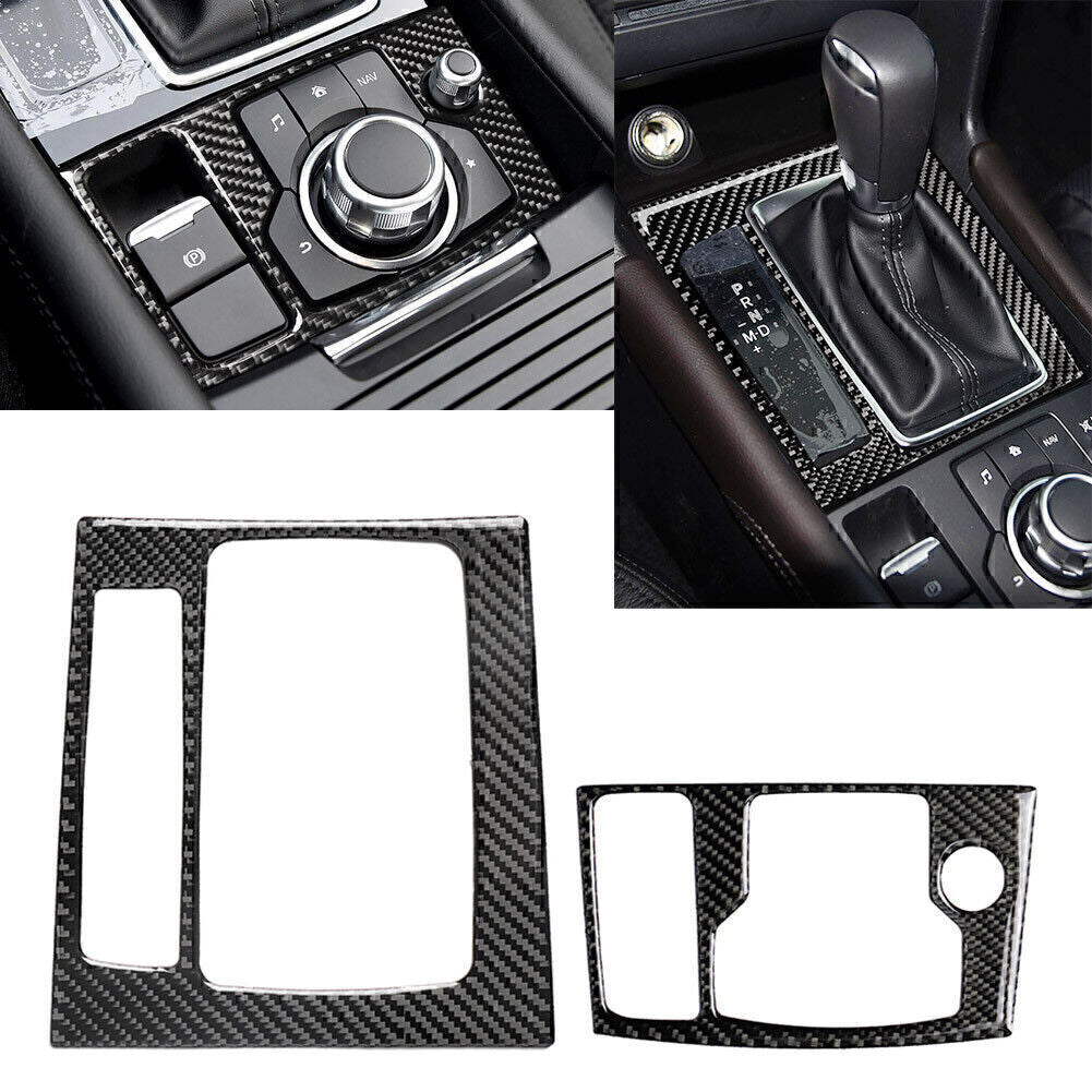 for Mazda 3 Axela 2014-2016 Carbon Fiber Interior Gear Shift Panel Cover Trim