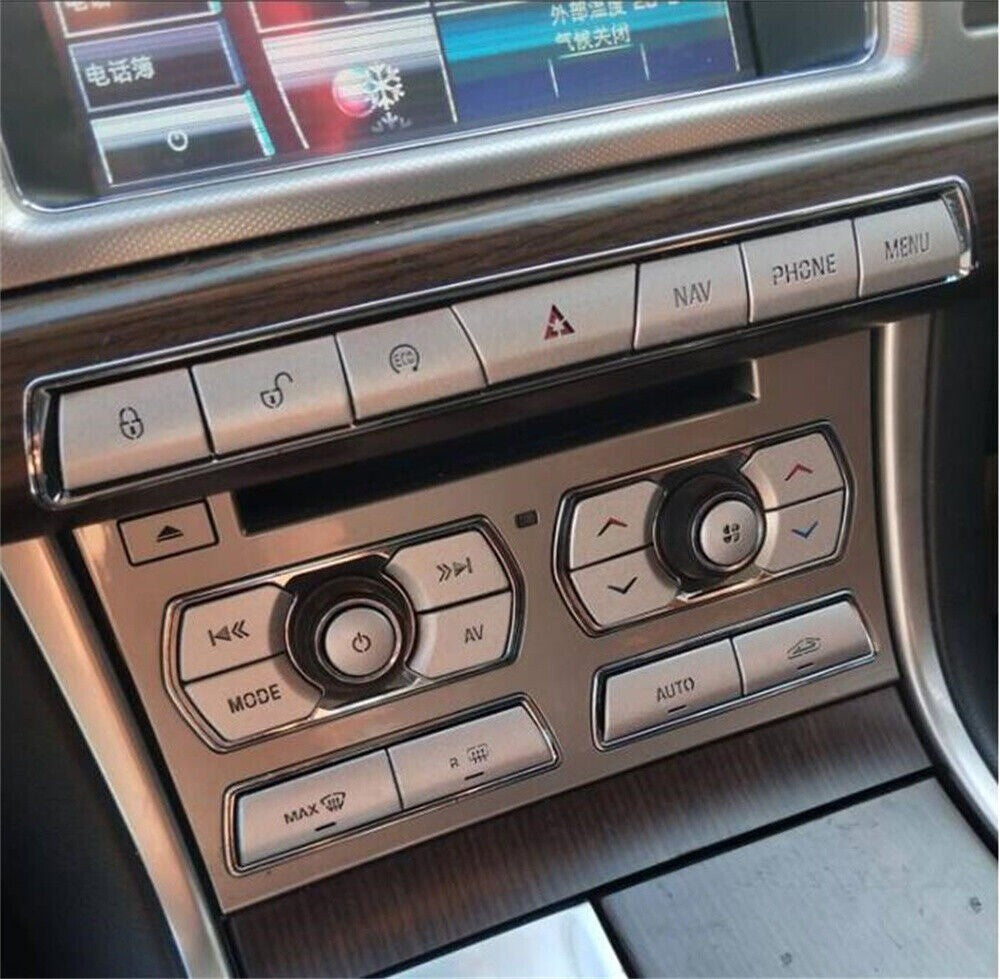 7PCS Alloy Silver Multimedia Button Trim for Jaguar XF 2012-2015 Car Accessories