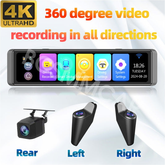 12in Car Backup Camera Mirror Dashcam Recorder Rear View Reverse Parking Monitor