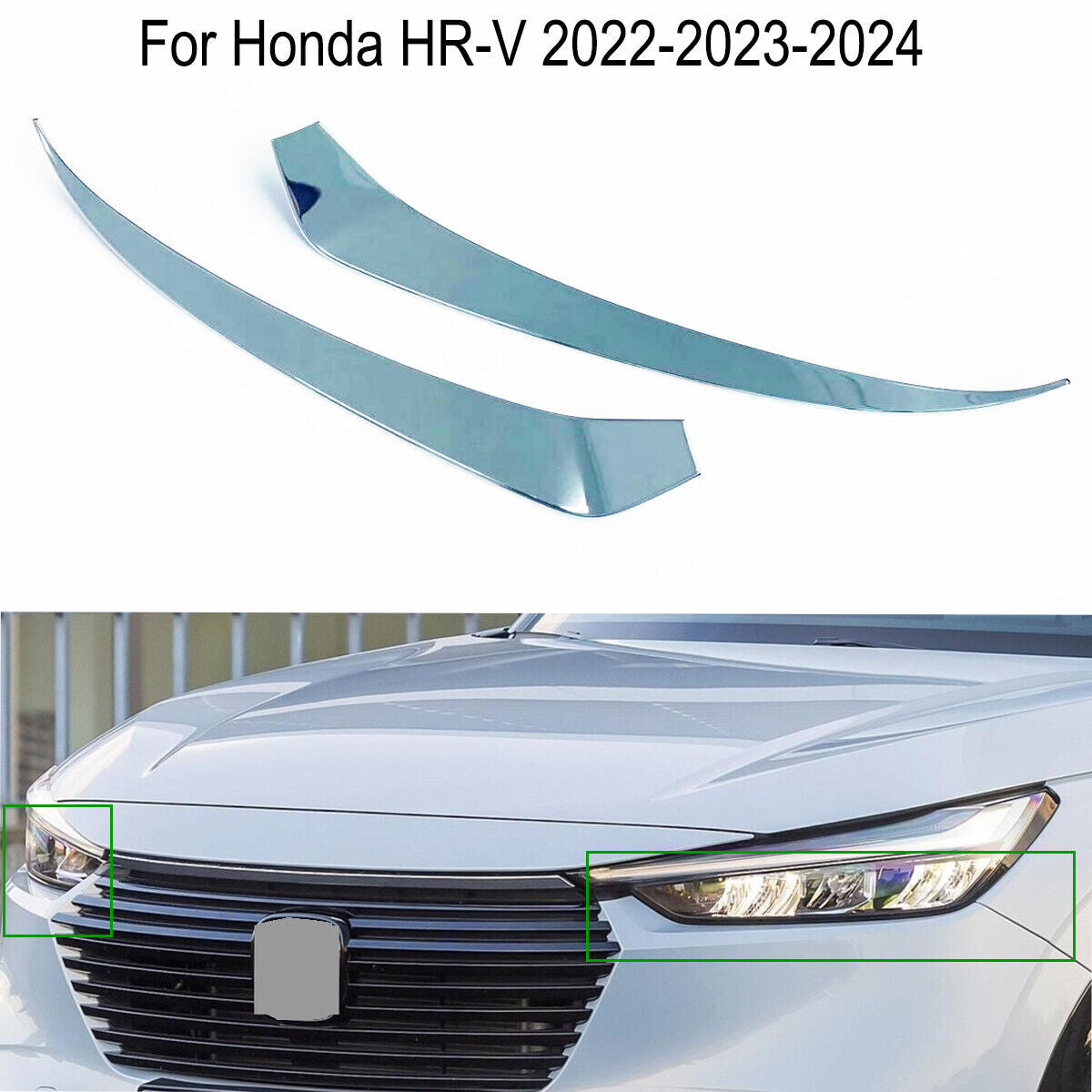 Chrome ABS Front Lamp Headlight Eyelids Moulding Cover for Honda HR-V 2023 2024