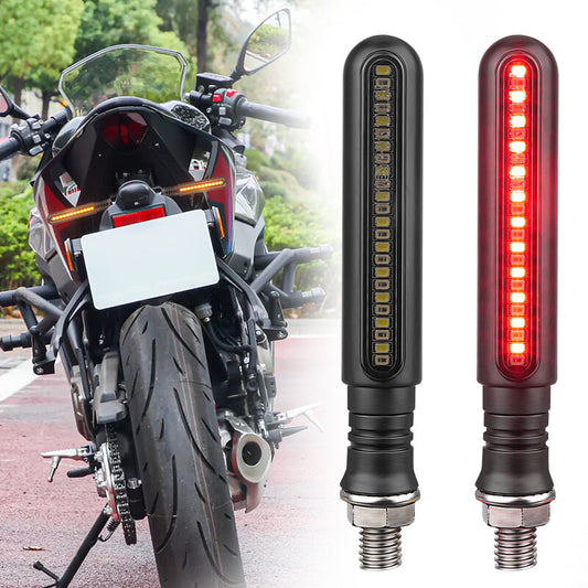 2x LED Rear Motorcycle Sequential Flowing Turn Signal Indicator Light Brake Lamp