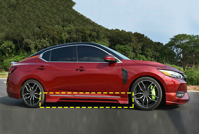 for Nissan Sentra Sylphy 2020-23 BlackRed Side Skirt Extension Spoiler Lip 2Pcs