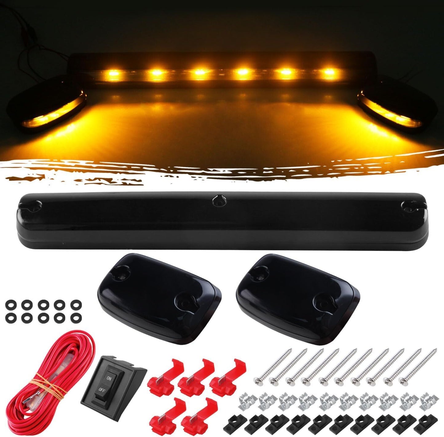 3x Amber LED Roof Top Running Cab Lights for Chevy for GMC 1500 2500 3500 2007-2013