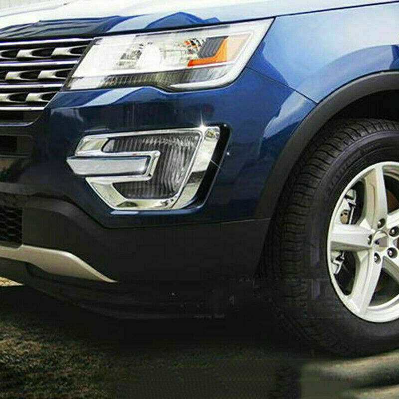 Fit for Ford Explorer 2016-2017 Chrome ABS Front Fog Light Cover Lamp Frame Trim