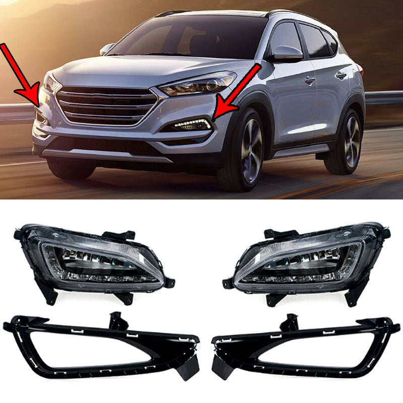1 Set DRL Daytime Running Light Fog Lamps for Hyundai for Tucson 2016-2018 LED