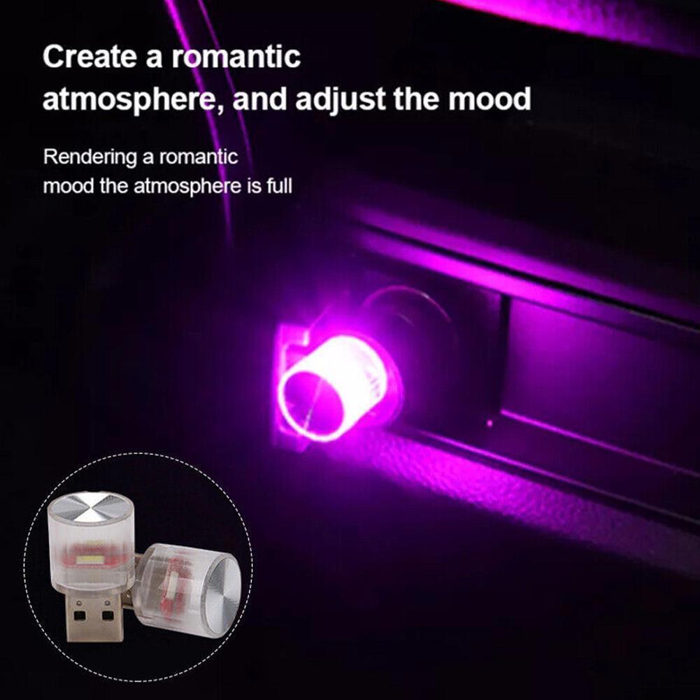 2Pcs x 7 Color Car Interior Accessories for Mini USB LED Light Neon Atmosphere Parts