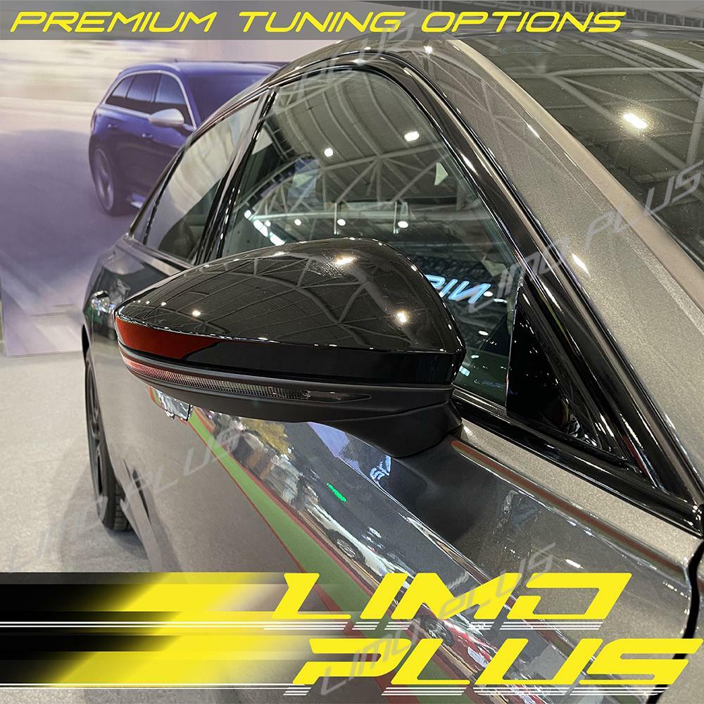 Gloss black side mirror covers for Audi C8, for A6,S6, A7, S7, and for A8,with lane assist.