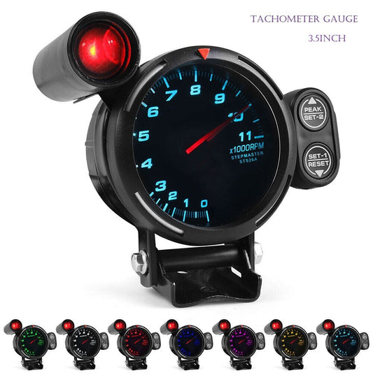 3.5-inch RPM automotive tachometer with high-speed stepper motor and 7-color LED.