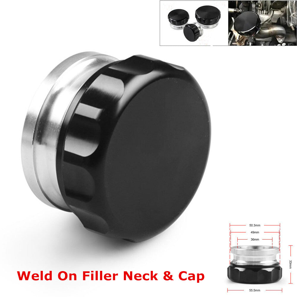 2 50.8mm ID aluminum weld filler neck and cap for oil fuel water tanks - Black