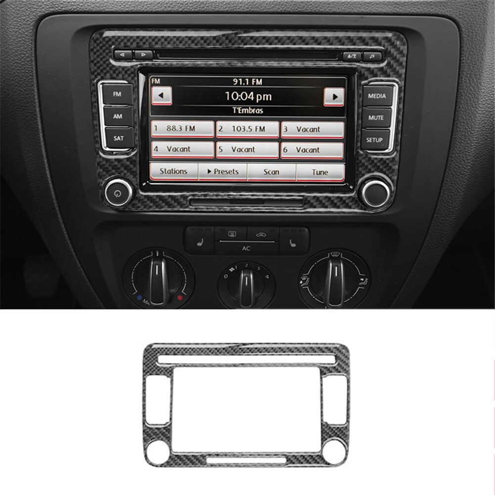 Carbon Fiber Radio With Navigation Panel Trim for Volkswagen for Jetta Sedan 2011-14