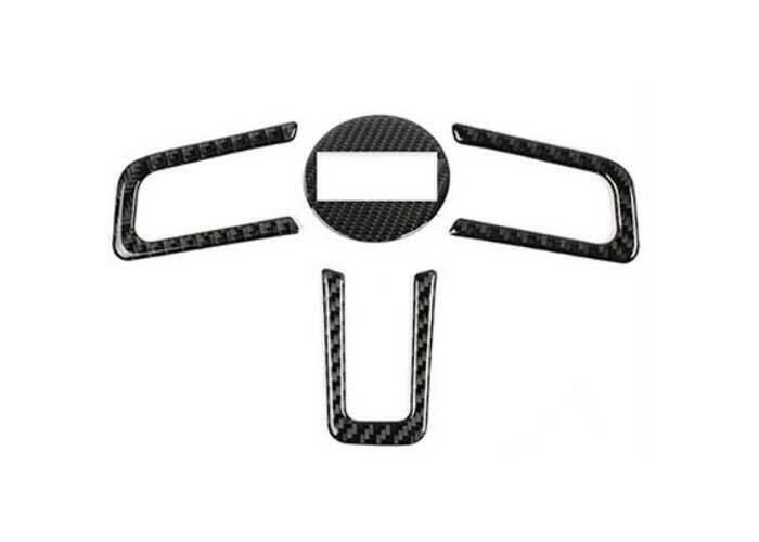 Carbon Fiber Steering Wheel Frame Cover Trim 4PCS Fit for Ford for Mustang 2015-2022