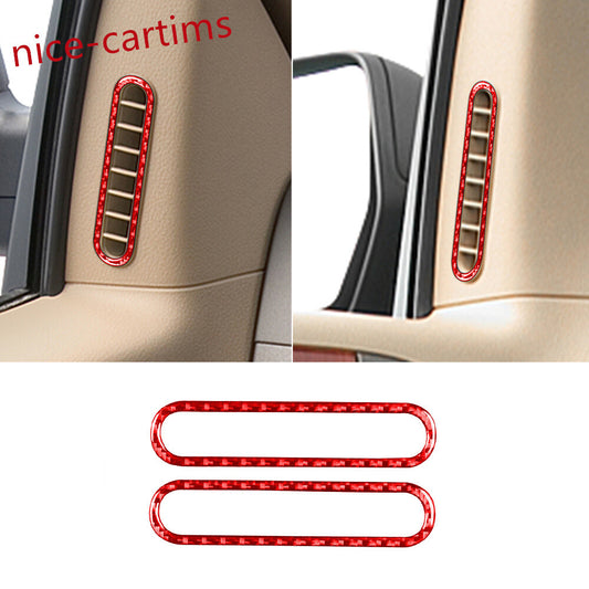 Red Carbon Fiber Front Door Air Vent Outlet Ring Cover for Ford F150 FX4 2004-08