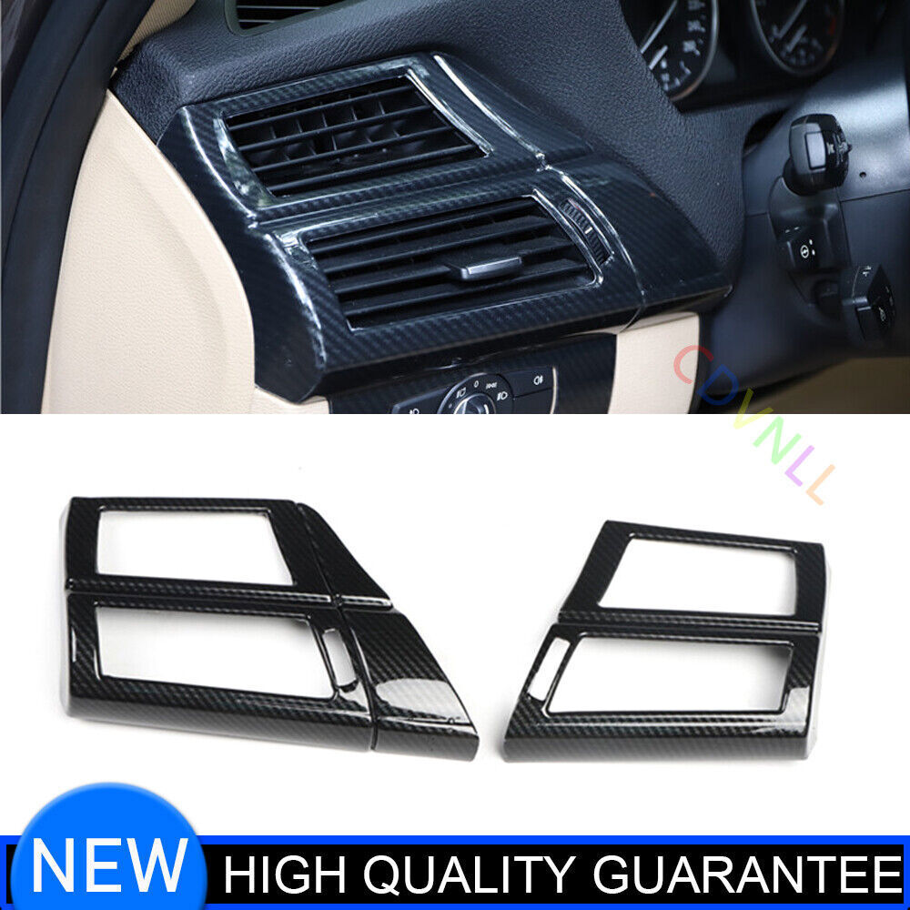 Fit for BMW X5 2008-13 Carbon Fiber Inner Console Side Outlet Vent Cover Trim 2P