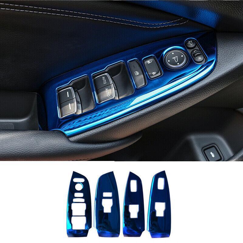 Blue Steel Window Lift Panel Switch Cover Trim Car for Honda Accord 2018-2022 4X