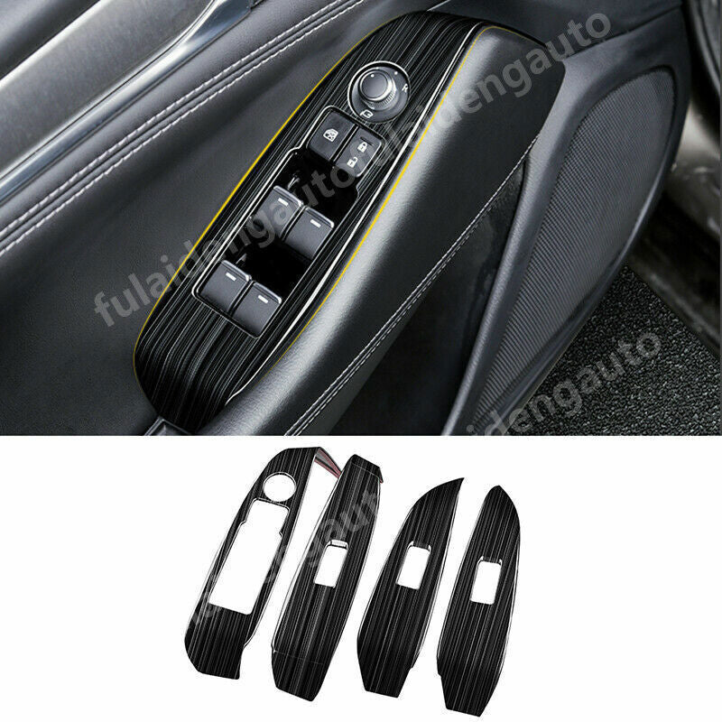 4X for Mazda 6 Atenza 2019-21 Black Titanium Window Lift Switch Panel Cover Trim