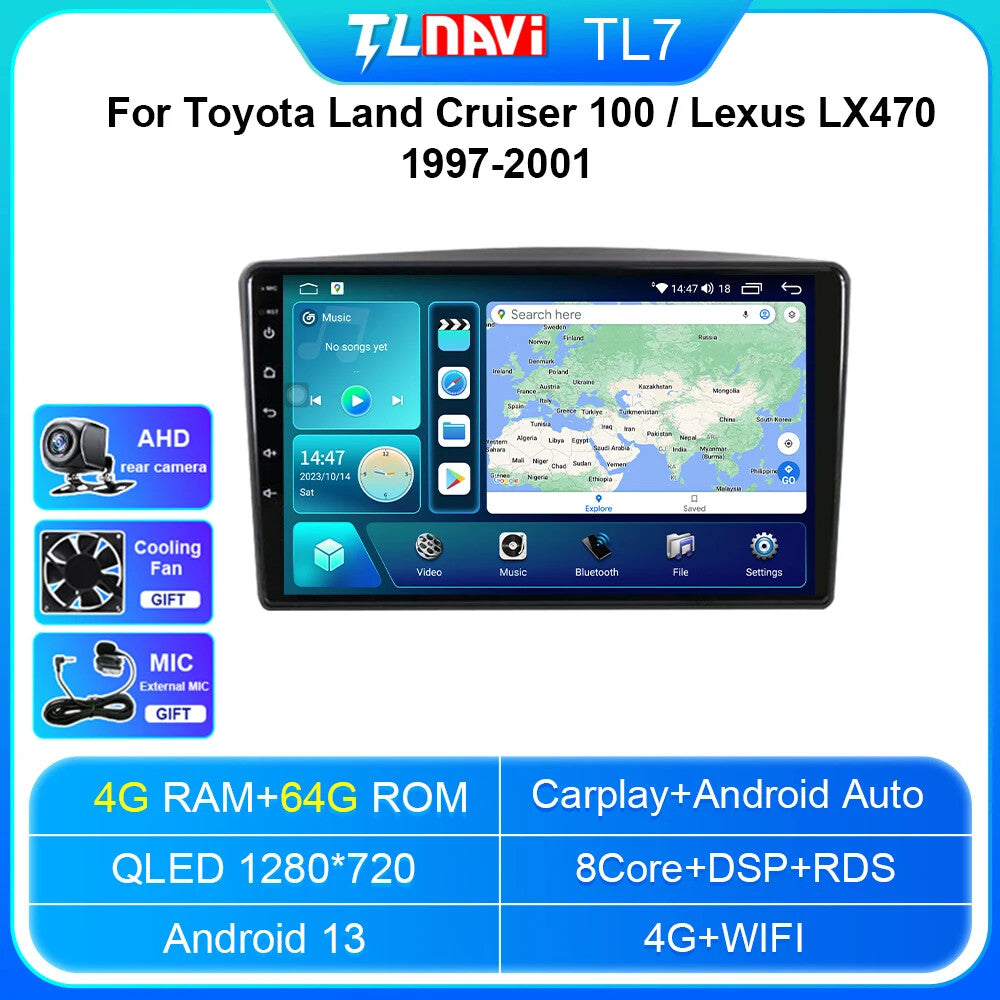 for Toyota for Land Cruiser 100 for Lexus LX470 1997-2001 Car Radio CarPlay Player