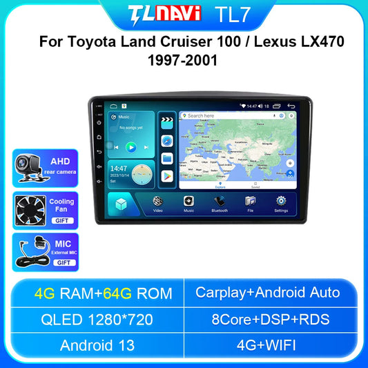 for Toyota for Land Cruiser 100 for Lexus LX470 1997-2001 Car Radio CarPlay Player