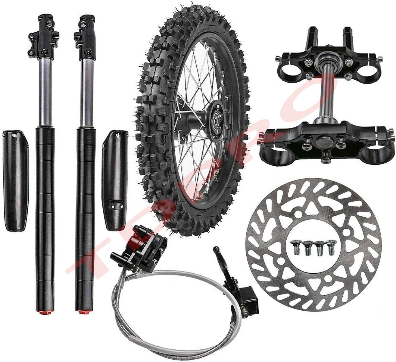 17-inch complete large wheel kit, 70/100-17 tires, rims + fork, 125cc/150cc bicycle.
