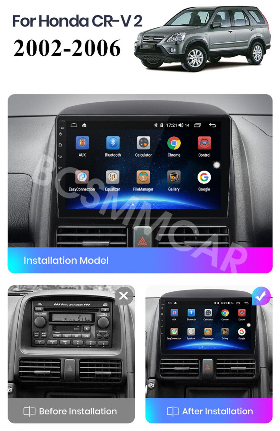 9in Multimedia Player Touch Screen For Carplay Fit for Honda for CR-V CRV 2002-2006
