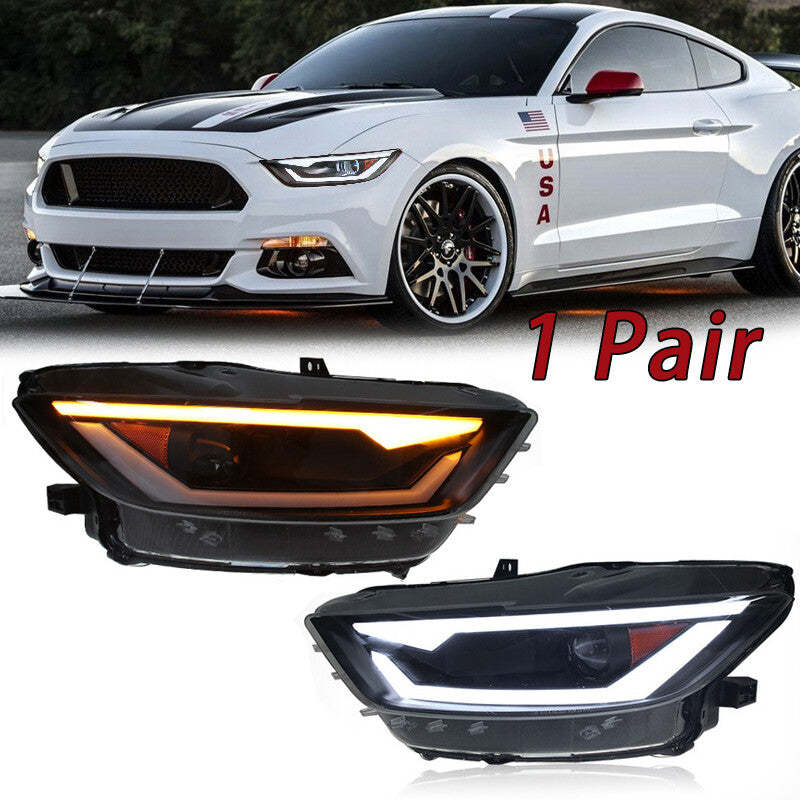 Suitable for 15-17 for Ford for Mustang headlight assembly upgrade to LED with water-cooled turn signals.