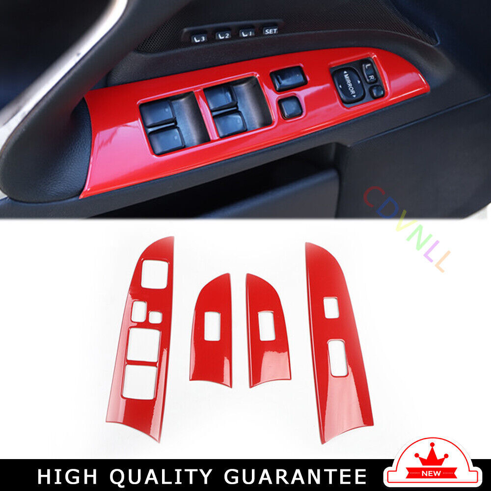 Car Glass Window Lifting Lock Panel Trim 4PCS Fit for Lexus IS 06-11 Bright Red