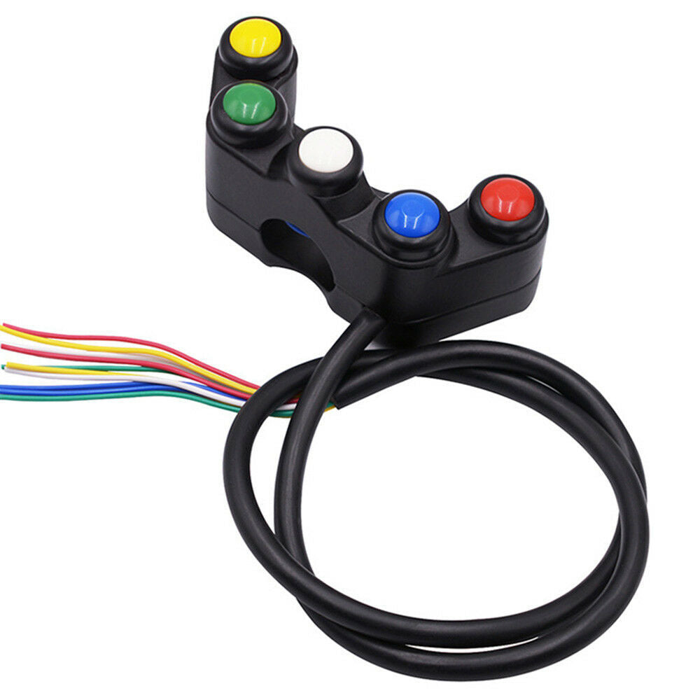 12V 5 Button Array 22mm Handlebar Mount Light Switches+52cm Cable For Motorcycle