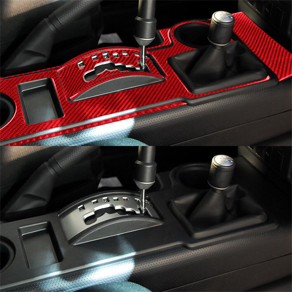 Red Carbon Fiber Console Gear Shift Set Panel Trim For Toyot@ FJ Cruiser 2007-21