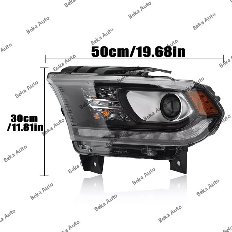 1 piece fits 2014-2021 for Dodge Durango, front right headlight HID with LED DRL, black.