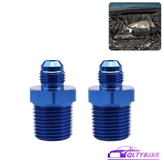 2Pcs 6AN AN6 Male Flare to 1/2 NPT Pipe Thread Fitting Adapter Aluminum Blue