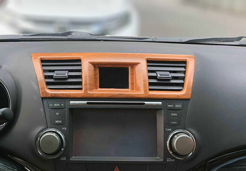 for Toyota Highlander 2008-2013 Wood Grain Dashboard Air Vent Outlet Cover Trim