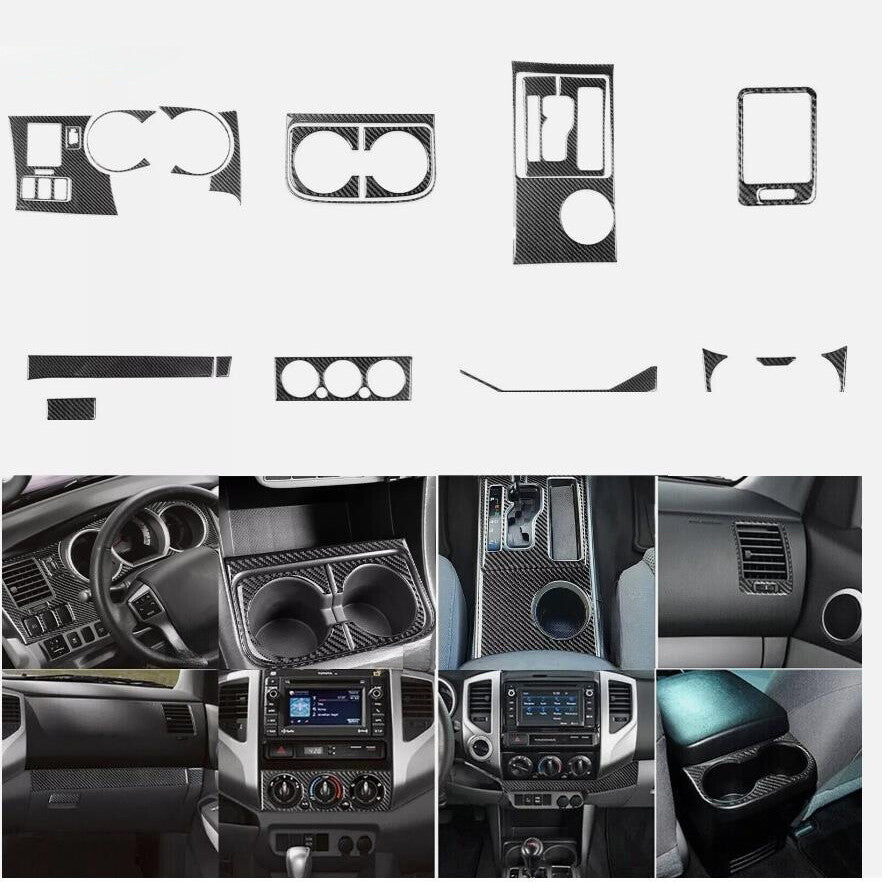20-piece genuine carbon fiber kit for complete interior trim protection on the for Toyota Tacoma 2005 - 15