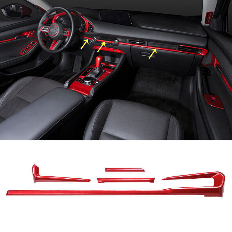 for Mazda 3 2020-22 Red Interior Central Console Dashboard Decorative Strip Trim