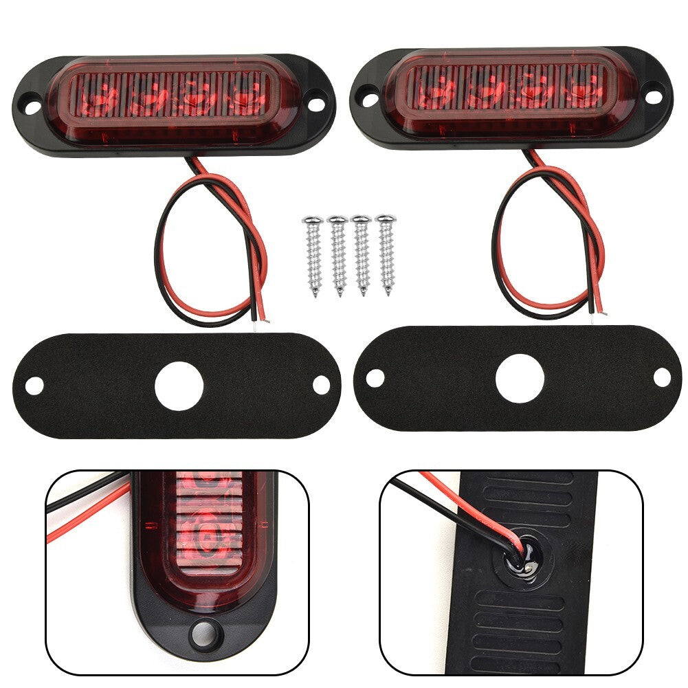 2-Pack Marker Lights 12/24V LED Truck Trailer Oval Gap Side Lights Amber/Red