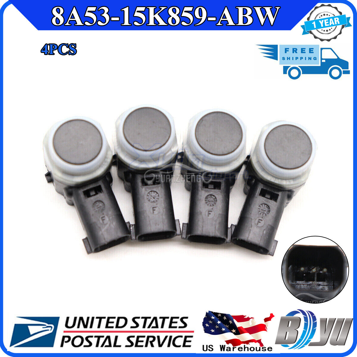 Black 4-piece 8A53-15K859-ABW bumper parking PDC auxiliary sensor for Ford Focus Explorer