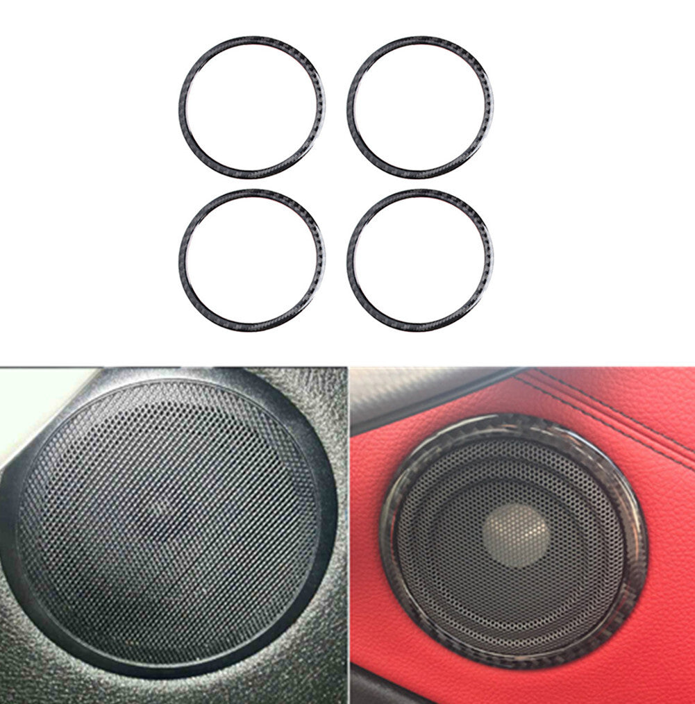4Pcs Carbon Fiber Loudspeaker Circle Trim Cover for BMW 3Series F30 2013-2018