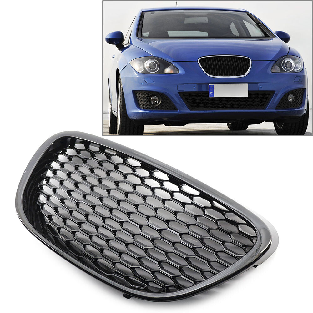Front Bumper Center Grille Grill Fit for SEAT LEON MK2 1P1 2006-2009 Black ABS