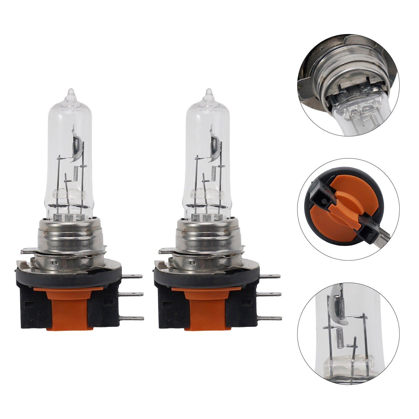 2x H15 12V 15/55W Halogen Headlight Bulbs For Car High Beam Bulbs