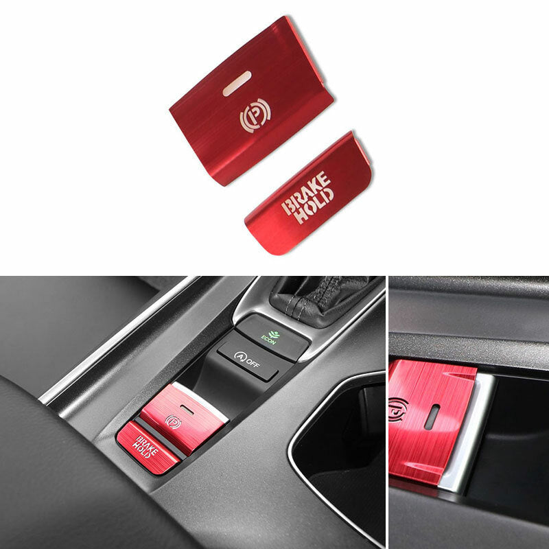 for Honda Accord 2018-2020 Red Aluminum Inner Electronic Handbrake Button Trim
