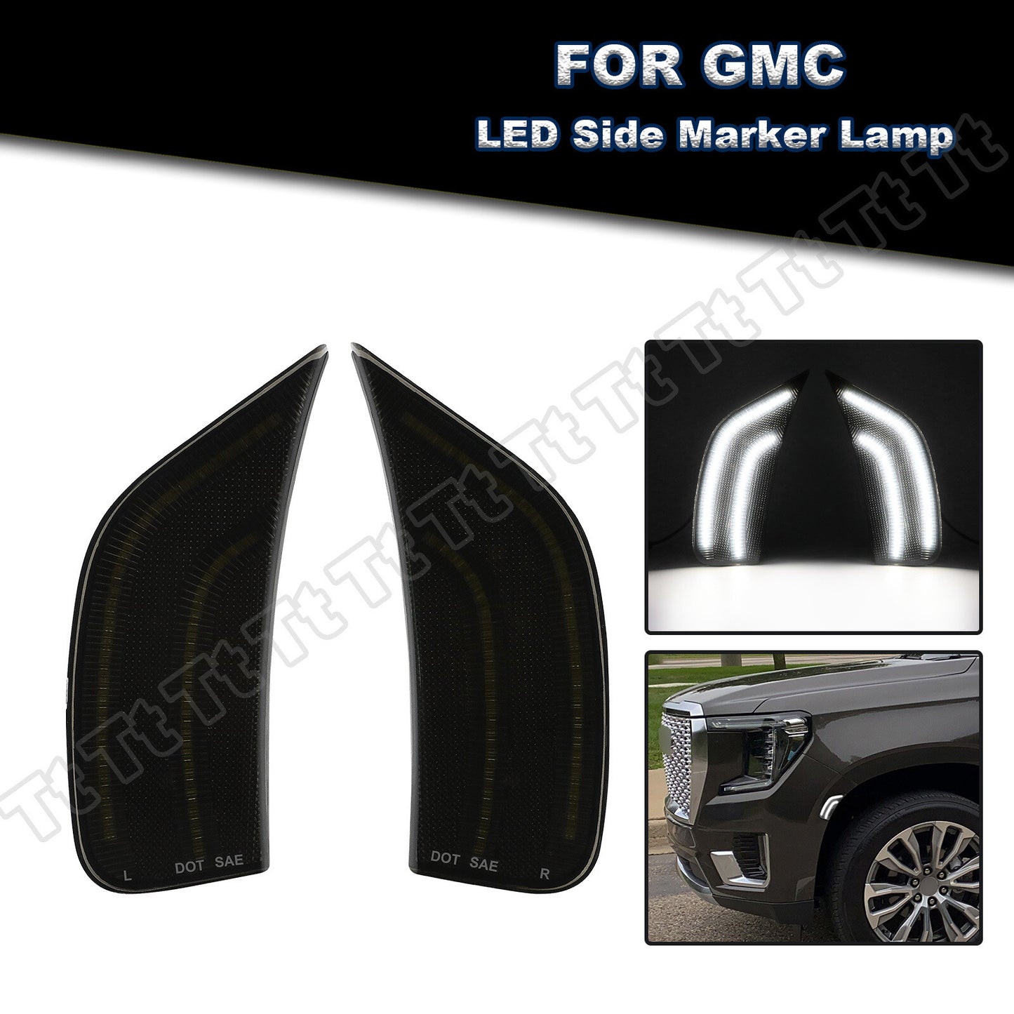 White LED side marker lights for 2021-2023 for Cadillac for Escalade for Chevrolet Suburban for GMC