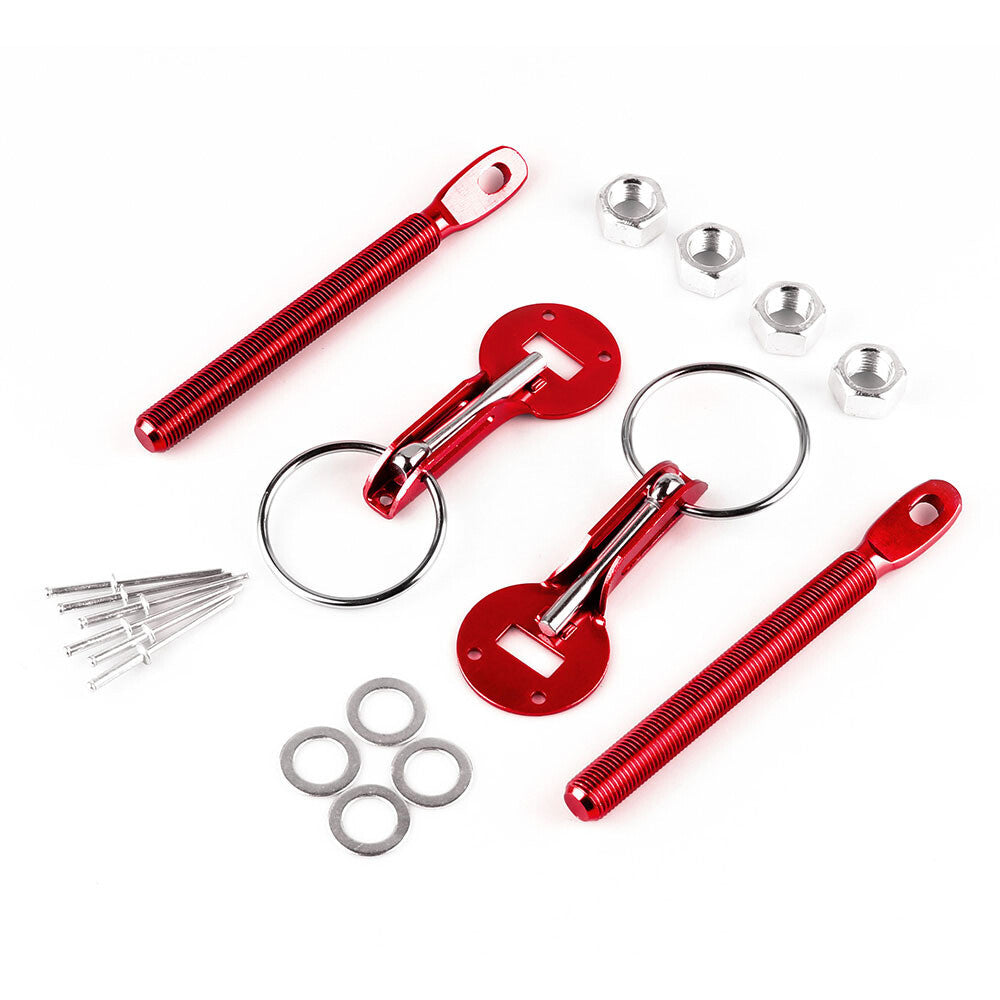 Universal Red Car Hood Pin Pins Lock Alloy Steel Mount Bonnet Latch Kit Racing